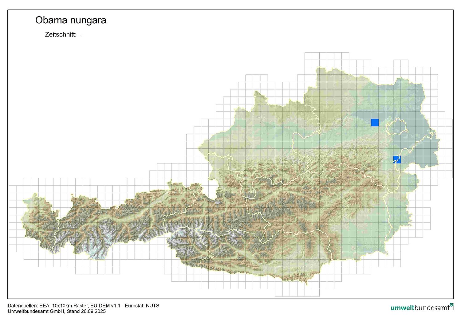 Österreichkarte über die Verbreitung des Nungara-Plattwurms in Gärtnereien in Niederösterreich.